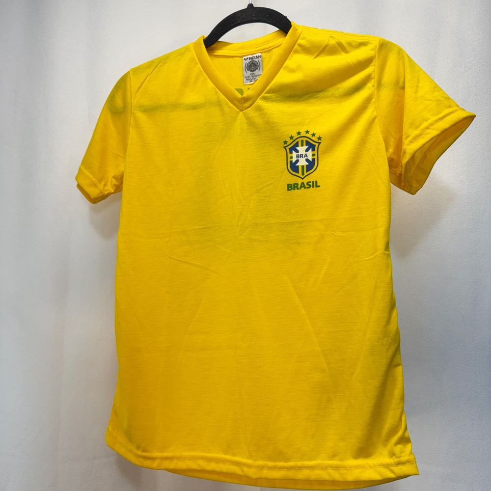 Brazil Soccer Jersey Clothing Kids Youth 14 Yellow Brasil 10‎ T-Shirt NEW